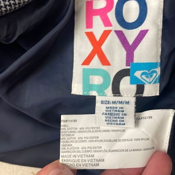 Roxy Plaid Trench Coat sz M - Picture 4 of 9